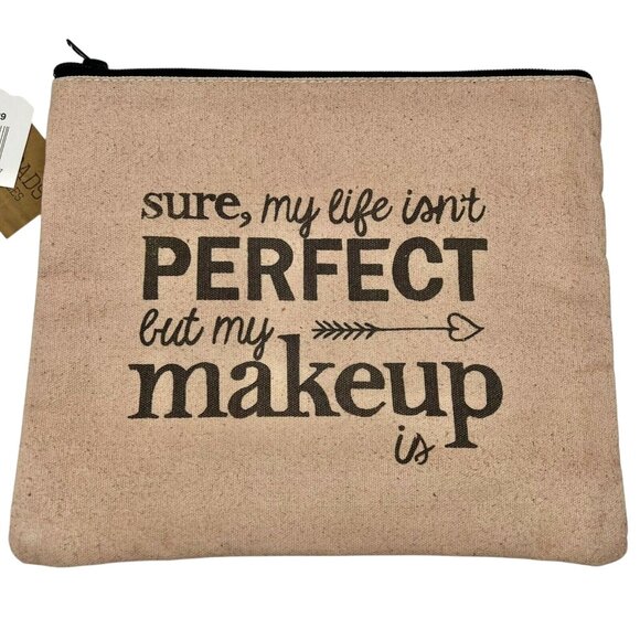 CTW Sure My Life Isnt Perfect But My Makeup Is Canvas Zipper Pouch Bag - Picture 1 of 7